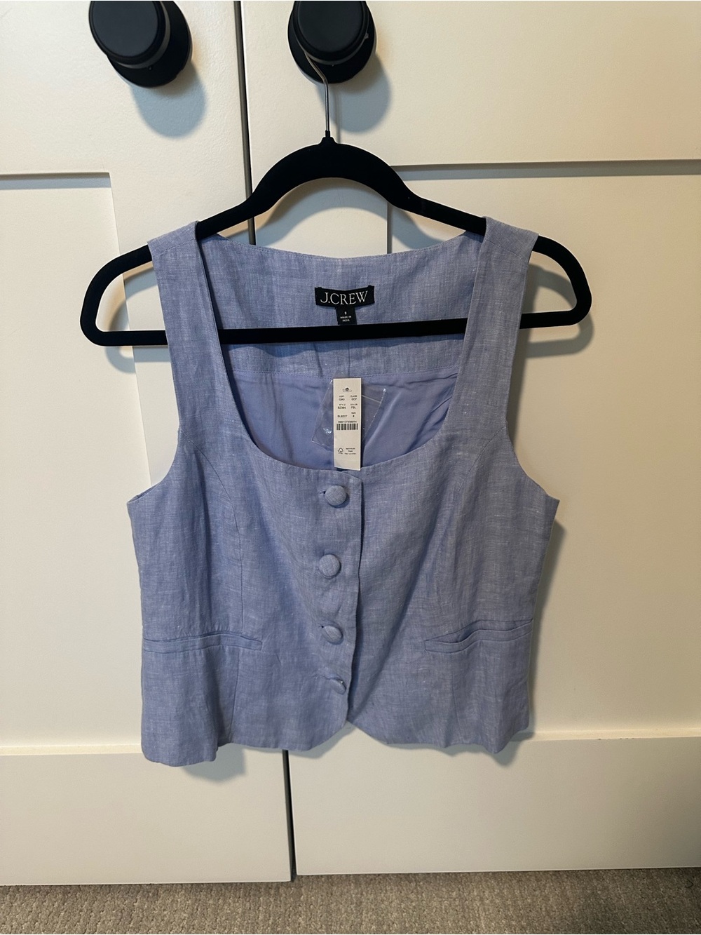 J. Crew French Blue Button-Front Linen Vest